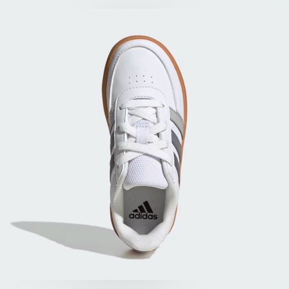 NIB [Adidas] Breaknet 2.0K Tennis Shoes Casual Sneakers White/Gray Youth 5 / W 6 - Picture 3 of 13